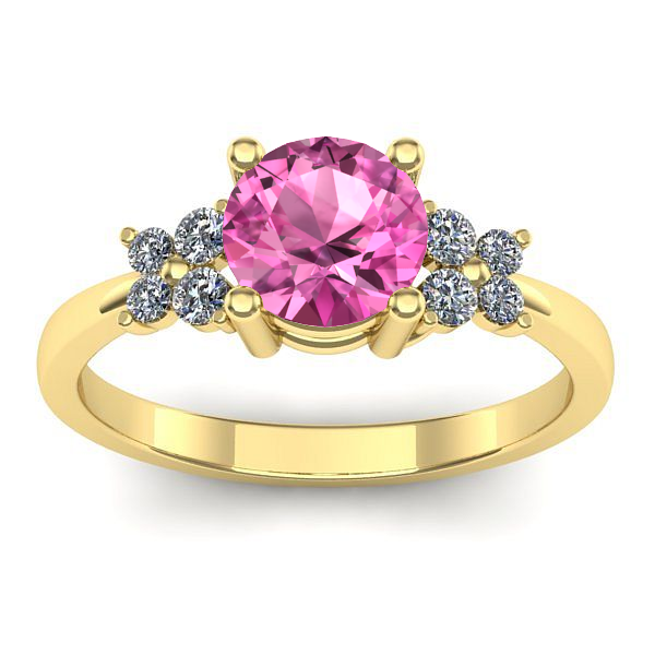 Inel logodna cu safir roz rotund