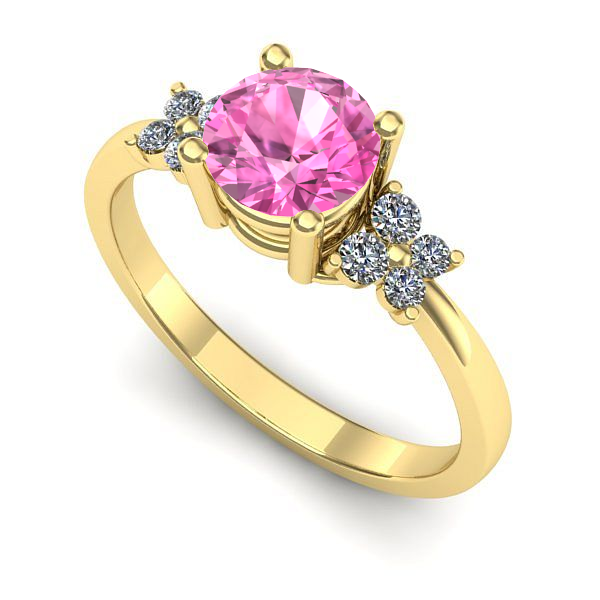 Inel din aur galben cu safir roz