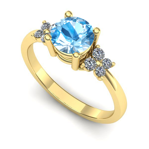 Inel logodna din aur galben cu topaz blue
