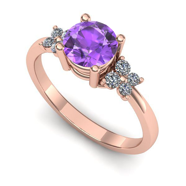 Inel de logodna din aur roz cu ametist