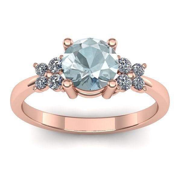 Inel logodna cu aquamarin rotund