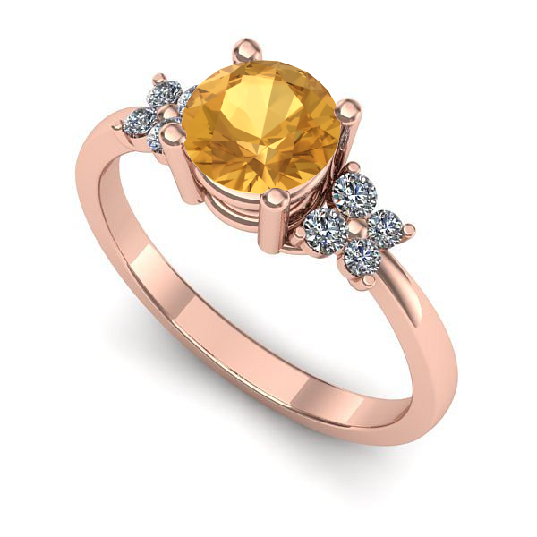 Inel de logodna din aur roz cu citrin