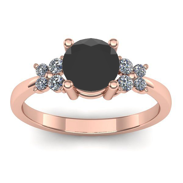 Inel logodna cu diamant negru rotund