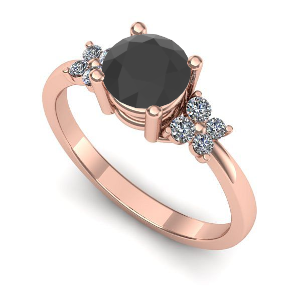Inel din aur roz cu diamant negru