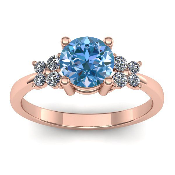 Inel cu diamant de laborator albastru rotund