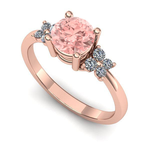 Inel logodna din aur roz cu diamant de laborator roz