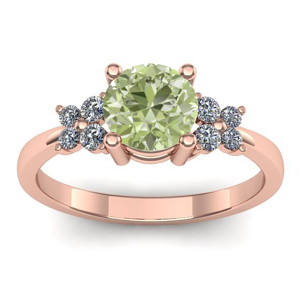 Inel cu diamant de laborator verde rotund