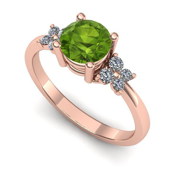 Inel din aur roz cu peridot