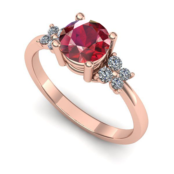 Inel din aur roz cu rubin