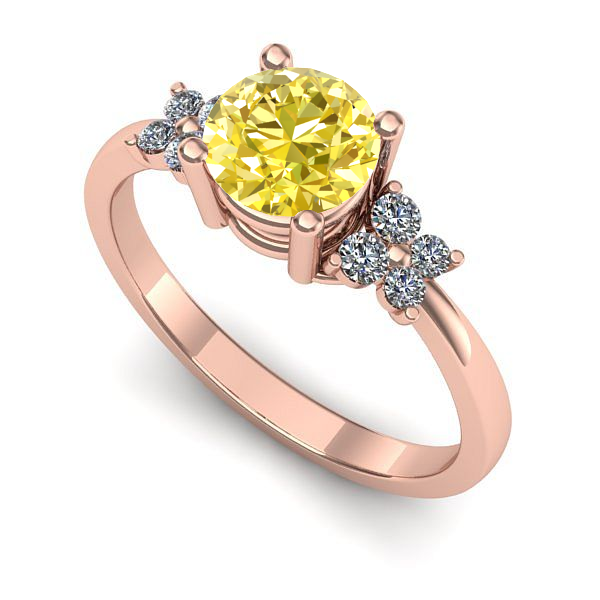 Inel logodna din aur roz cu safir galben