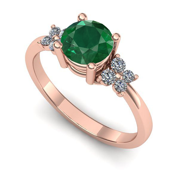 Inel din aur roz cu smarald