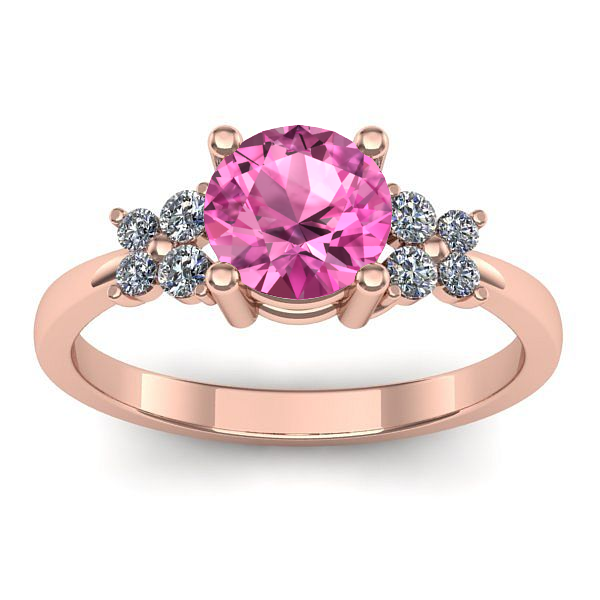 Inel cu safir roz rotund