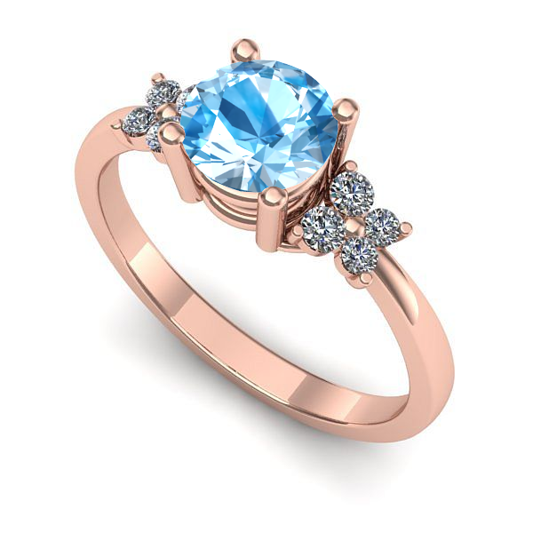 Inel de logodna din aur roz cu topaz blue