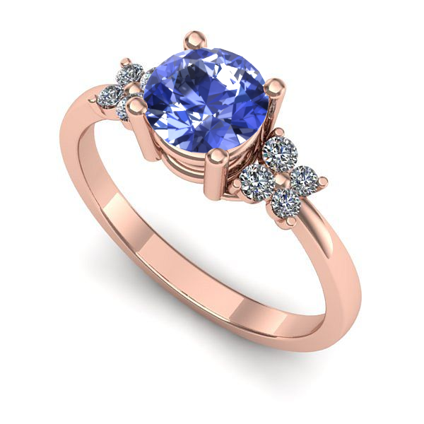 Inel din aur roz cu tanzanit