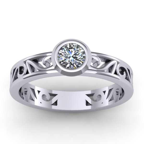 Inel cu diamant rotund