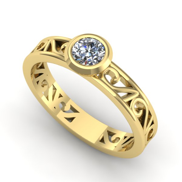 Inel logodna din aur galben cu diamant