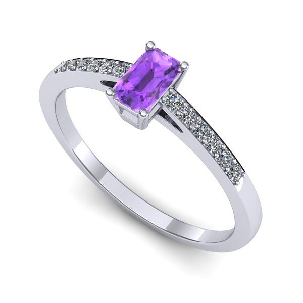 Inel din aur alb cu ametist