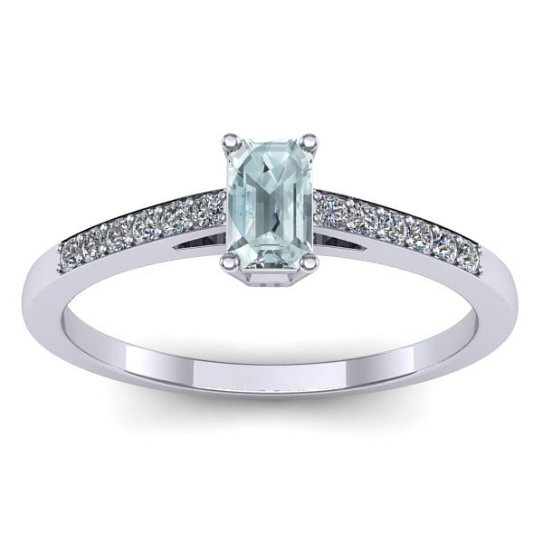 Inel de logodna cu aquamarin dreptunghiular