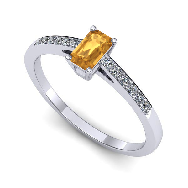 Inel de logodna din aur alb cu citrin