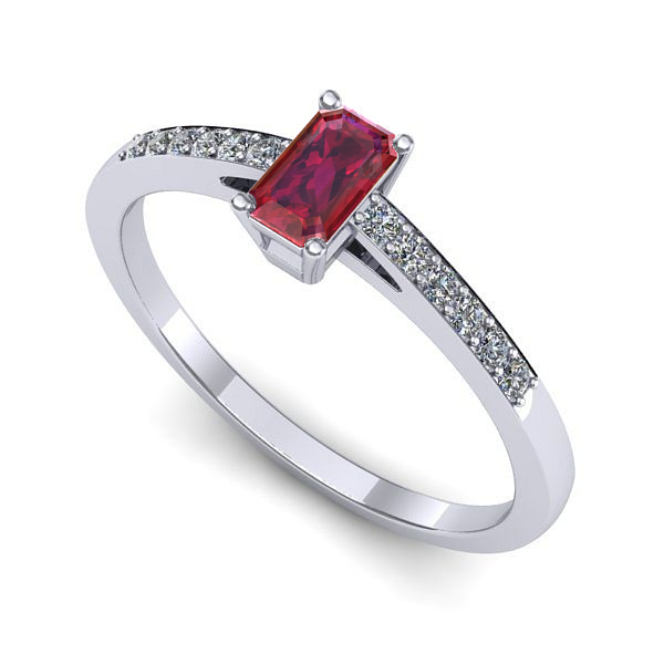 Inel de logodna din aur alb cu rubin