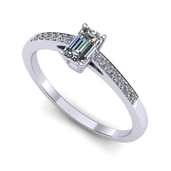 Inel logodna din aur alb cu safir alb