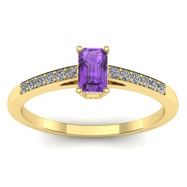 Inel de logodna cu ametist dreptunghiular