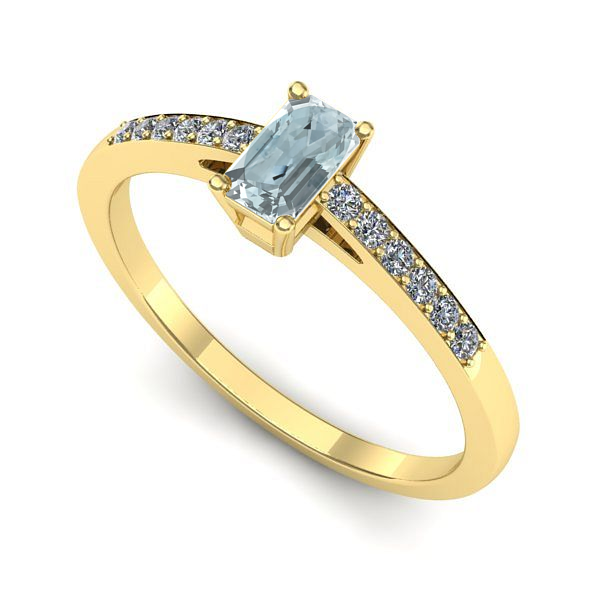 Inel din aur galben cu aquamarin