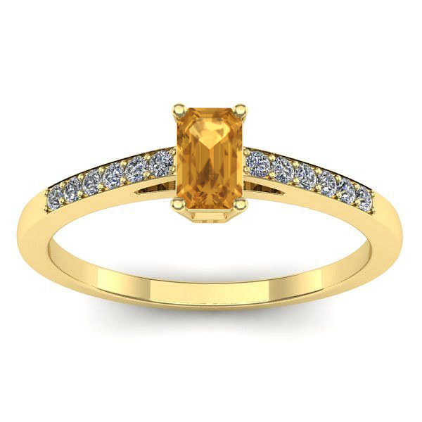 Inel cu citrin dreptunghiular