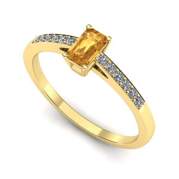 Inel logodna din aur galben cu citrin