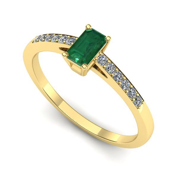 Inel de logodna din aur galben cu smarald