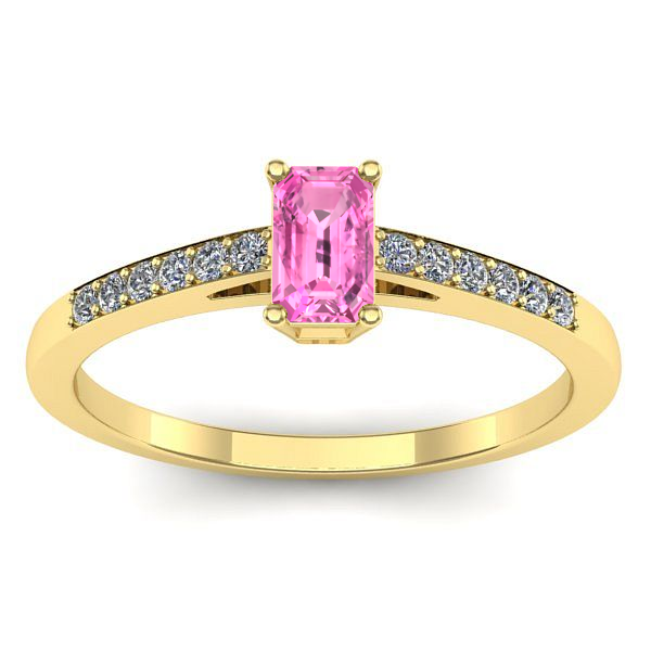 Inel logodna cu safir roz dreptunghiular