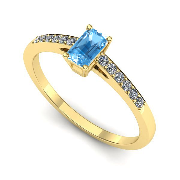 Inel de logodna din aur galben cu topaz blue
