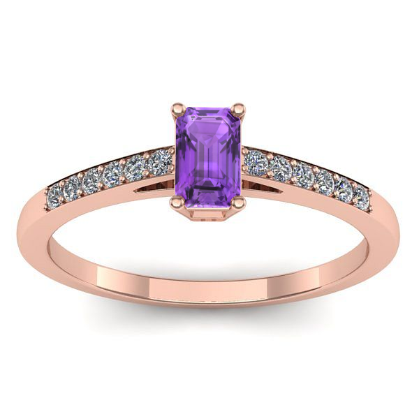 Inel logodna cu ametist dreptunghiular