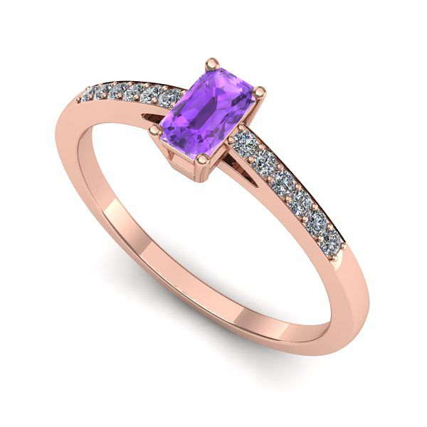 Inel din aur roz cu ametist