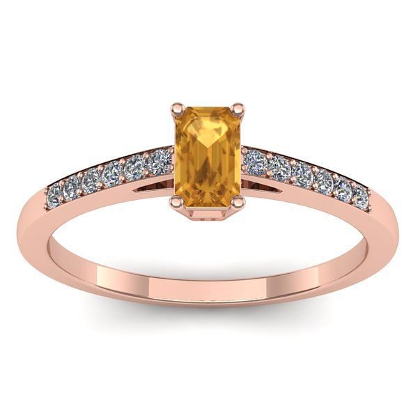 Inel logodna cu citrin dreptunghiular