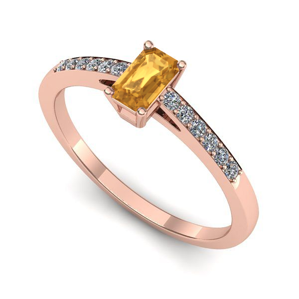 Inel din aur roz cu citrin