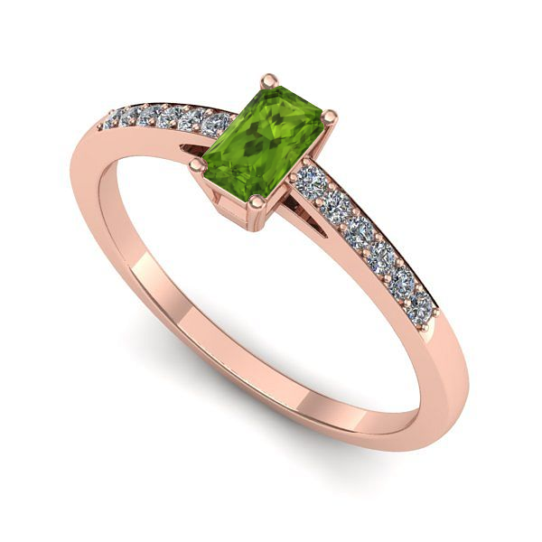 Inel logodna din aur roz cu peridot