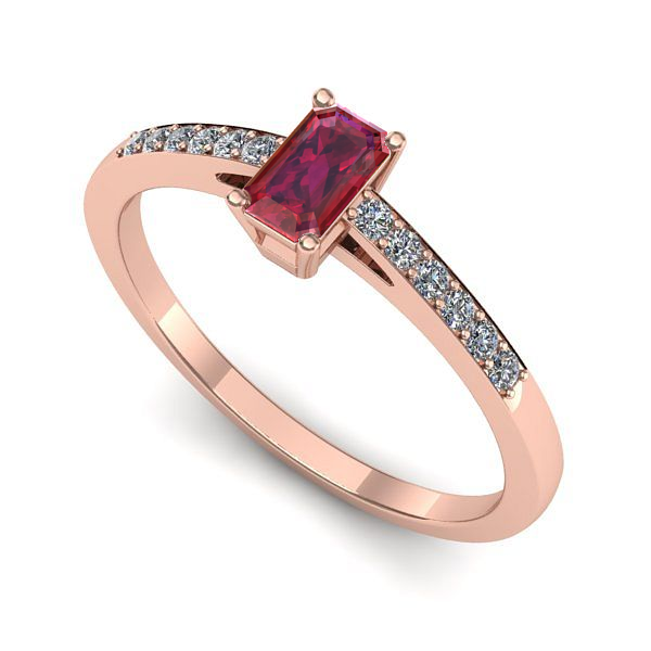 Inel din aur roz cu rubin