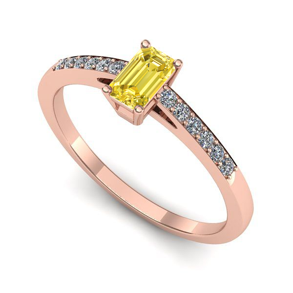 Inel logodna din aur roz cu safir galben