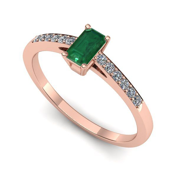 Inel din aur roz cu smarald