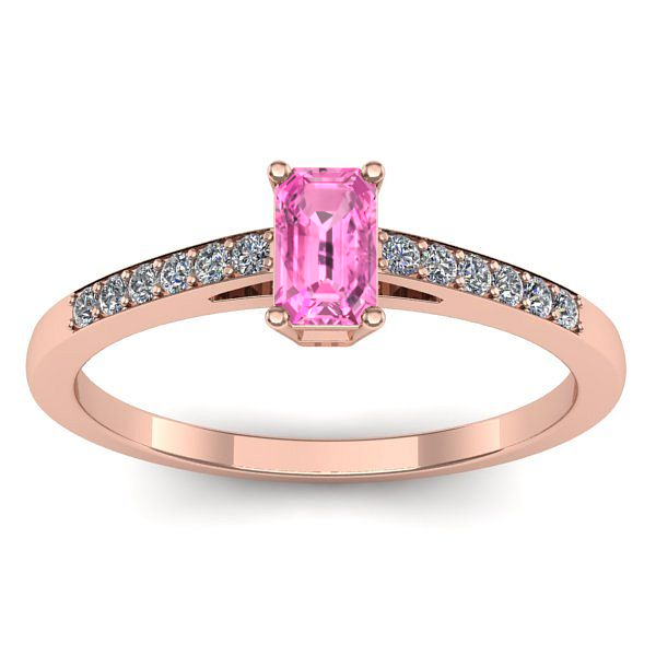 Inel cu safir roz dreptunghiular