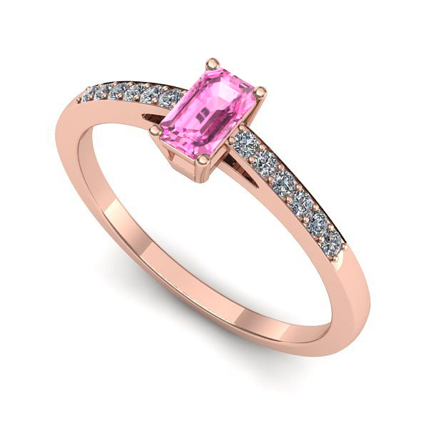 Inel din aur roz cu safir roz