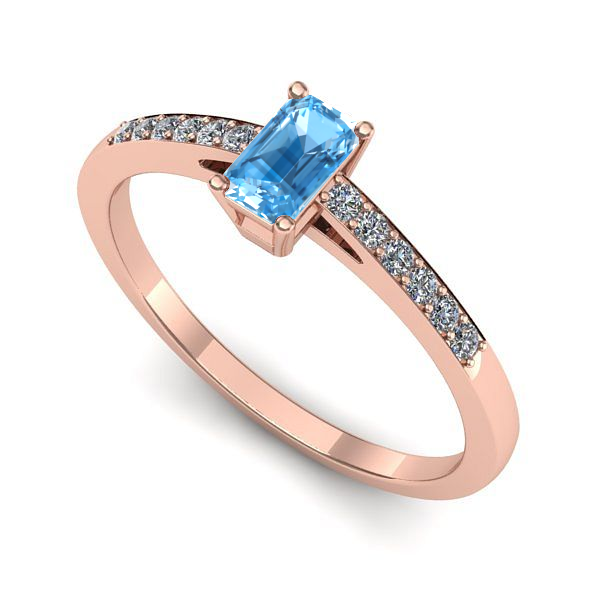 Inel logodna din aur roz cu topaz blue