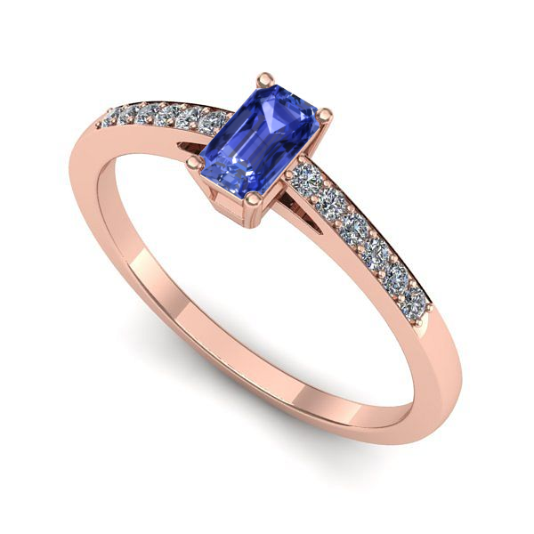 Inel din aur roz cu tanzanit