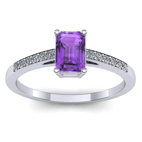 Inel de logodna cu ametist dreptunghiular