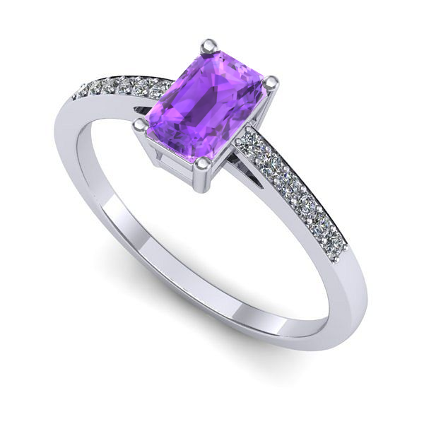 Inel de logodna din aur alb cu ametist