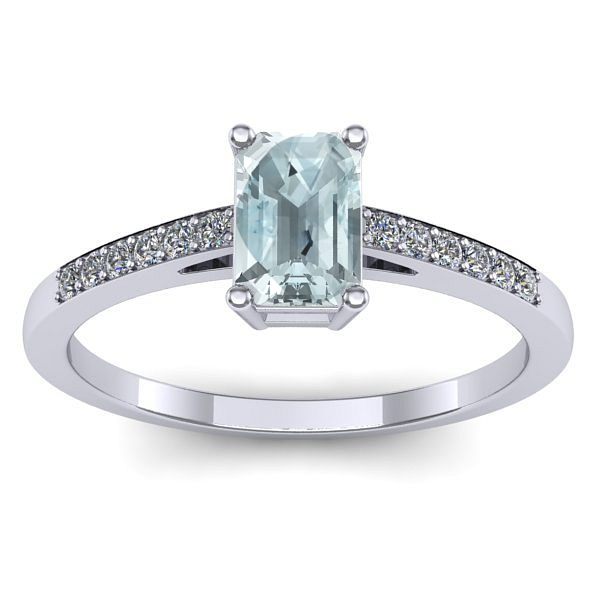 Inel de logodna cu aquamarin dreptunghiular