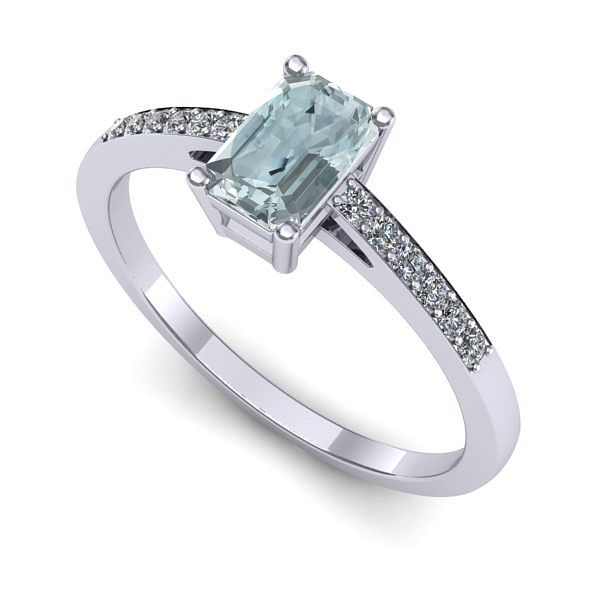 Inel din aur alb cu aquamarin