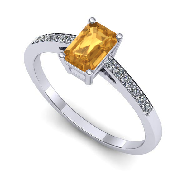 Inel de logodna din aur alb cu citrin