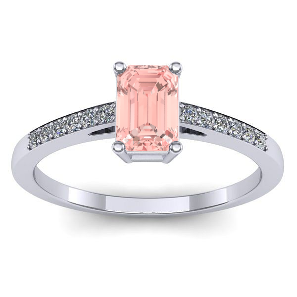 Inel de logodna cu diamant de laborator roz dreptunghiular